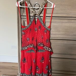 Free People - Salmon Embellished Halter Dress
